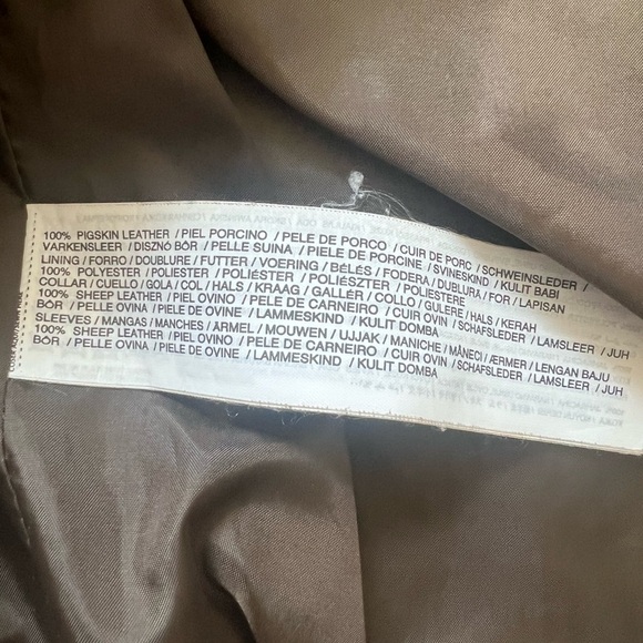 MANGO LEATHER BROWN Suede BLACK Colorblock WOMEN'S JACKET Zip up Bomber SIZE XS - Picture 14 of 15